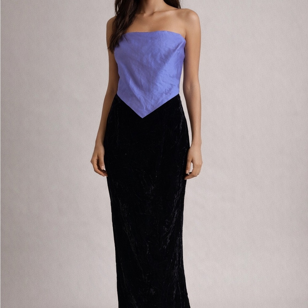 Vintage Y2K Strapless Lavender and Black Evening‎ Gown